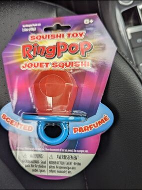 Ring RingPop Squishi Toy - Pink Gem with Blue Band